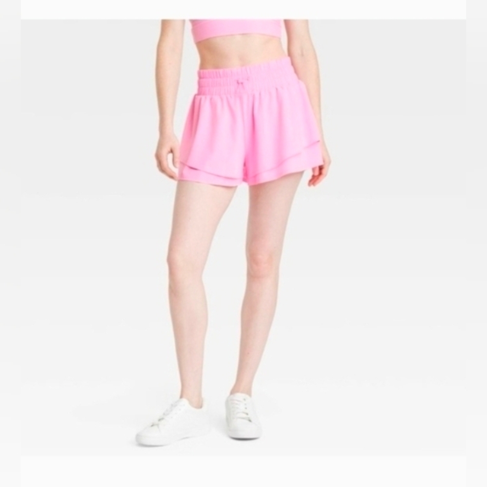 JoyLab Women's High-Rise Shorts Side Pockets Double Layer Pink Size M